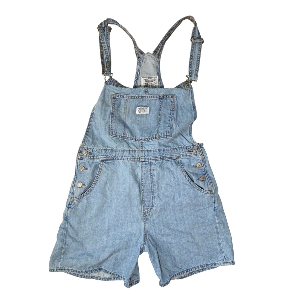 Boho Levis Light Wash Denim Shortalls Overalls Womens Large Blue